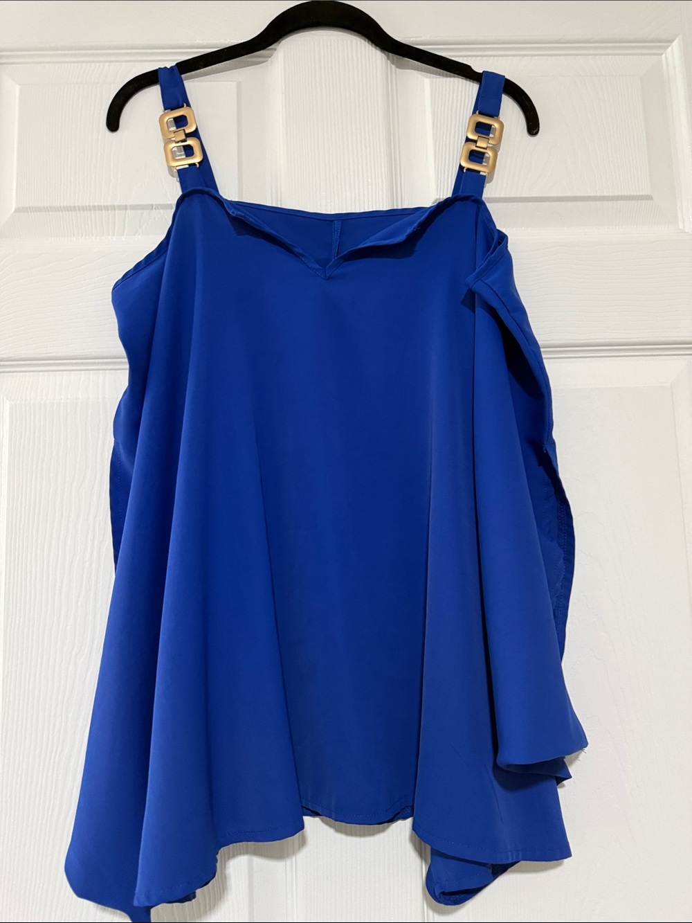 SHEIN Cobalt Blue Spaghetti Strap Tank with Gold Trim